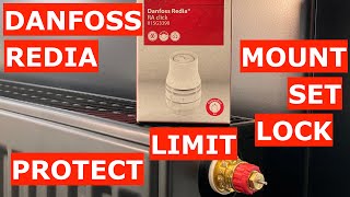 Danfoss REDIA How to lock limit set thief protect and mount radiator head [upl. by Ecar435]