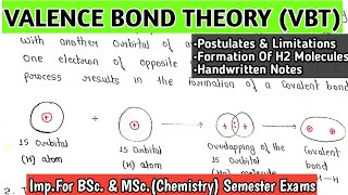 Valence Bond Theory  Limitations Of VBT  Formation Of H2 Molecule In VBT kanhaiyapatel [upl. by Leahcimaj941]