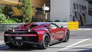 1500 HP RED BUGATTI CHIRON in Monaco [upl. by Yenar]