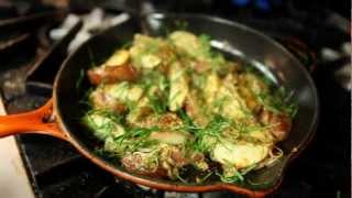 Le Creuset Kitchen Session with Chef Josh Feathers  Roasted Potatoes with Mountain Ramps [upl. by Noet]