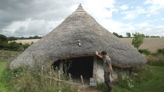 Amazing Thatch Roof House built by hand Bronze Age 1200BC Inspired Roundhouse [upl. by Eerased226]