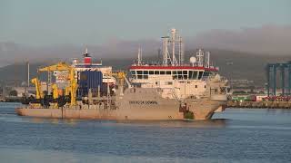 Dredger Tristão Da Cunha leaving Belfast Harbour on August 24th 2023 [upl. by Lahey1]