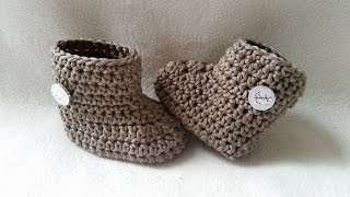 Häkeln Babystiefel  Winterschuhe  Bootie  Teil 2 Seite mit Untertitel by BerlinCrochet [upl. by Ahsima]