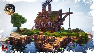 Minecraft Timelapse  MEDIEVAL ISLAND HOUSE  Conquest Reforged Mod [upl. by Hoopes159]