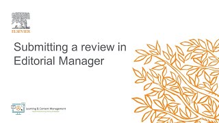 Submitting a review in Editorial Manager [upl. by Corson]