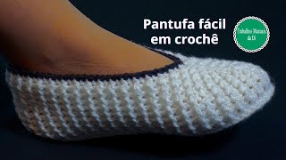 Pantufa fácil em crochê para adulto [upl. by Laemsi143]