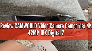 Review CAMWORLD Video Camera Camcorder 4K 42MP 18X Digital Zoom Vlogging Video Camera Recorder for Y [upl. by Bully670]