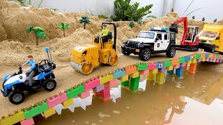 Rescue fire truck and excavator  Police car crane truck toy stories  BIBO TOYS [upl. by Korwin]