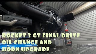 Triumph Rocket 3 final drive oil change and horn upgrade [upl. by Tuhn]