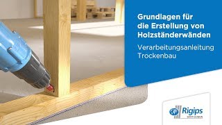 ErstellungAufbau von Holzständerwänden Rigidur Gipsfaserplatten  Rigips Verarbeitung Trockenbau [upl. by Silber156]