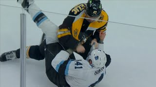 Mark Kastelic fights Robert Bortuzzo Round 2 112124 [upl. by Lalad]