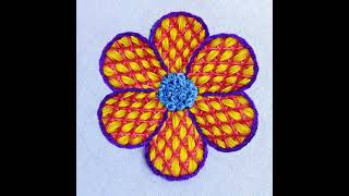 bordado hand embroidery tutorial for beginners beautiful net and buttonhole stitch flower [upl. by Ierbua]