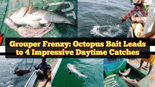 Grouper Frenzy Octopus Bait Leads to 4 Impressive Daytime Catches [upl. by Airdnas]