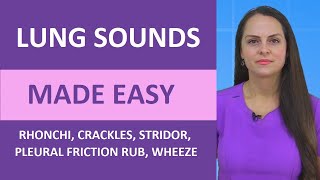 Lung Sounds Made Easy Nursing  Rhonchi Stridor Wheeze Crackles Pleural Friction Rub NGN NCLEX [upl. by Delia]