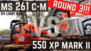 Stihl MS 261 CM 04 Light Bar vs Husqvarna 550 xp Mark 2  Pro Chainsaw Comparison [upl. by Fantasia140]