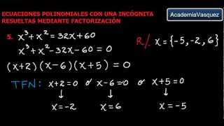 Ecuaciones Polinomiales con una Incógnita Resueltas mediante Factorización Parte 3 [upl. by Nelyahs]