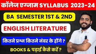 Rajasthan University BA Part 1St English Literature Semester Syllabus Exam Pattern  Books Details [upl. by Yelssew]