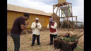 Ancient Technology of Uros Floating Islands Eat Totora Grass  Peruvian Tribes greet Namaste [upl. by Burkitt]