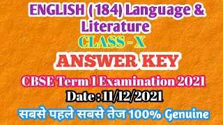 Class 10 English 00214 Answer Key CBSE Term 1 ExamEnglish 10th Class Question Paper Answer Key [upl. by Esertal591]