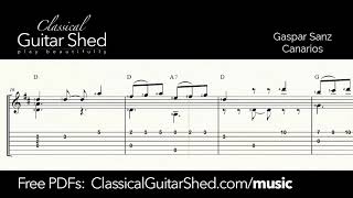 Sanz Canarios  Free sheet music and TABS for classical guitar [upl. by Silletram]