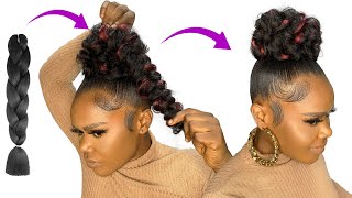 😱 10 MINUTES QUICK HAIRSTYLE USING BRAID EXTENSION [upl. by Nirot]