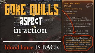 GORE QUILLS Aspect in Action Blood Lance Necro  Diablo 4 [upl. by Jovitta275]