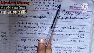 Important Question Of Advance Accounting 2024  MCOM Final year uniraj rajasthanuniversity [upl. by Enilrae119]