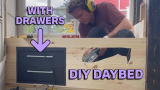 7  DIY Daybed with Drawers amp Rustic Wall Paneling in the Garden House [upl. by Schram203]