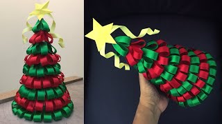 DIY Christmas Tree How To Make Christmas Tree With Ribbon Last Minute Christmas Decoration Ideas [upl. by Airdnaz]