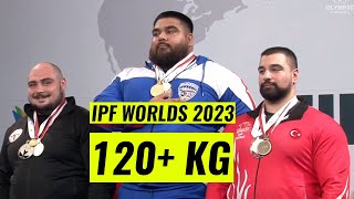 120 kg at IPF WORLDS 2023  OLIVARES vs SAMKHARADZE vs KOCAK [upl. by Sokem414]