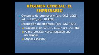 umh1908 201314 Lec33 Incorporación al Régimen de la Seg Social por Trabajadores y Empresarios 3 [upl. by Irallih]