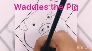 How to draw Waddles Gravity Falls  FastFowarded [upl. by Adnuhsat]