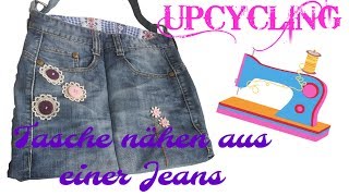 DIY ✿ Upcycling ✿ Tasche nähen ✿ Jeans upcycling ✿ Nähen für Anfänger [upl. by Alejandro]