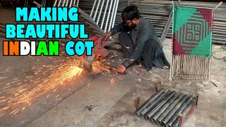 Amazing Process of Making Iron Charpai Bed  Traditional Cot [upl. by Elag]