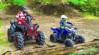 Den and Dad ride on Quad Bikes in the forest Family Fun [upl. by Beal]