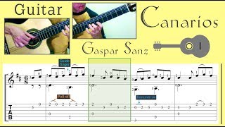 Canarios  Gaspar Sanz Guitar Notation  TAB [upl. by Annaerb]