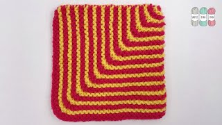 How to Knit a STRIPED Mitred Square [upl. by Barbarese]