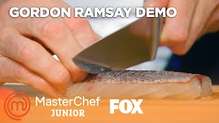 Gordon Ramsay Demonstrates How To Make The Perfect Sea Bass  Season 5 Ep 3  MASTERCHEF JUNIOR [upl. by Allemap]