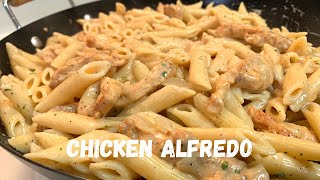 Lazy Creamy Chicken Alfredo Pasta Recipe  Alfredo From A Jar [upl. by Fleck201]