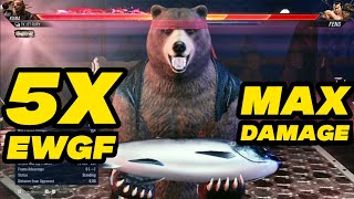 Tekken 8 Kuma 5 EWGF Max Damage Combos [upl. by Annabell]