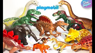 Playmobil Dinosaurs  TRex Spinosaurus Brachiosaurus Triceratops Stegosaurus Woolly Mammoth [upl. by Easlehc560]