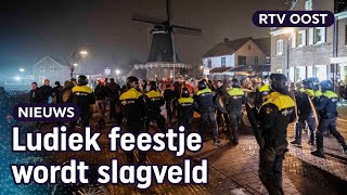 Rellen in Dalfsen na uit de hand gelopen illegaal protestfeest  RTV Oost [upl. by Elsi]