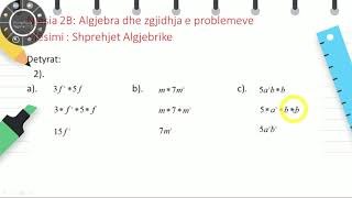 KLASA 8  Matematikë  Shprehjet Algjebrike [upl. by Royden]