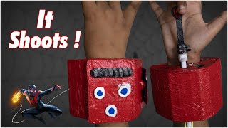 Miles Morales Web Shooter  it SHOOTS SpiderMan Into The SpiderVerse  Easy Cardboard Craft DIY [upl. by Ayotan668]