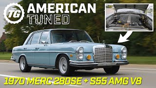 This 1970 Mercedes 280 SE packs an S55s AMG V8 and a 6speed manual  American Tuned ft Rob Dahm [upl. by Meridith]