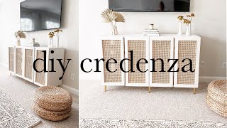 DIY Caned Credenza  Boho  Midcentury Modern IKEA HACK [upl. by Ycul390]