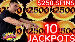 10 HANDPAY JACKPOTS On Dragon Cash Slot  250 MAX BET [upl. by Notsrik]