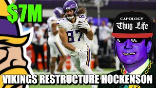 Minnesota Vikings Restructure TJ Hockensons Contract Free Up 7M in Cap Space [upl. by Zarger592]