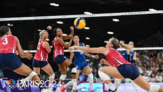 Team USA womens volleyball holds off furious comeback attempt from Serbia  Paris Olympics [upl. by Yi962]