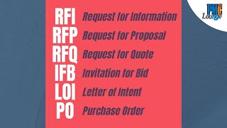 Procurement Documents  RFP RFI RFQ IFB LOI PO [upl. by Pietro546]